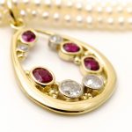 18ct yellow gold pendant with Diamonds and Rubies