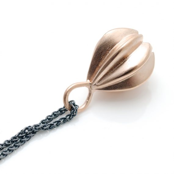 rose gold plated little gem necklace on oxidised chain