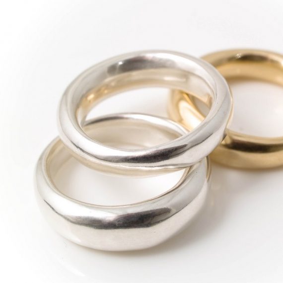 Silver and gold chunky rings