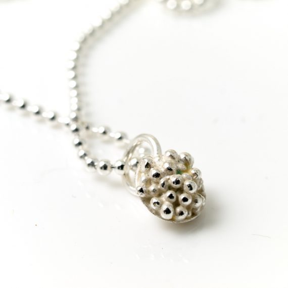 silver tiny beaded necklace on ball chain