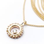 9ct beaded ring necklace with 3mm diamond