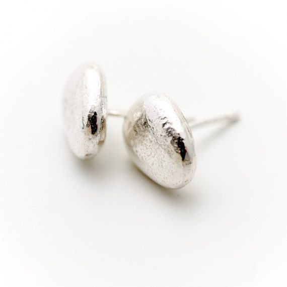 silver pebble stud earrings