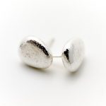 Silver pebble stud earrings