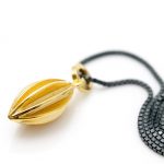 gold vermeil pod drop necklace on oyxdised silver box chain
