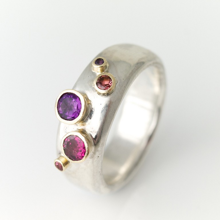 Wide Silver Rings with Multiple Semi-precious Stones - Alice Robson ...