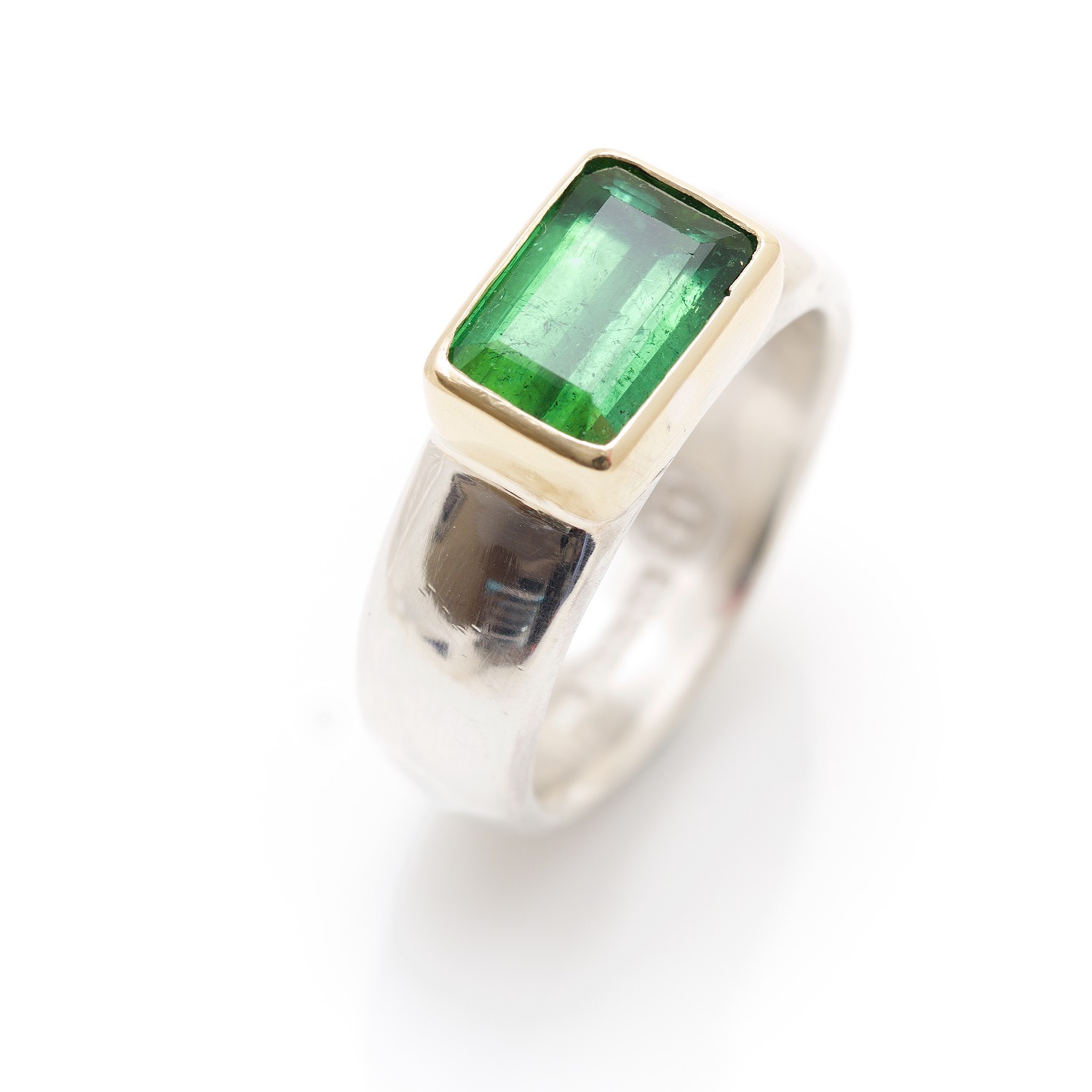 Wide Silver Ring with Cushion stone - Alice Robson Jewellery