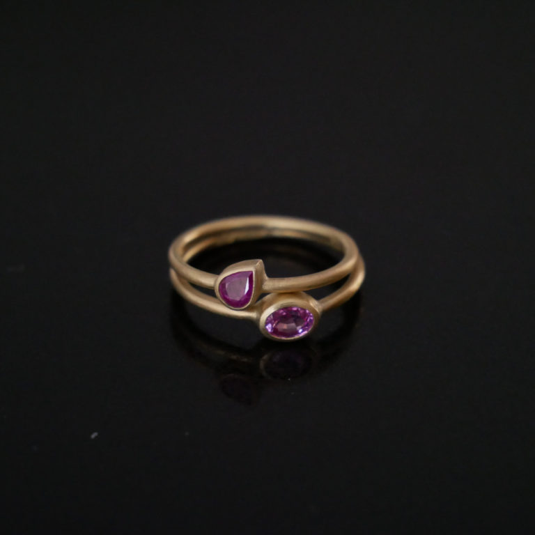 18ct gold delicate rings with precious stones - Alice Robson Jewellery