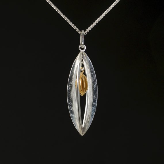 Open pod necklace with 18ct gold pod