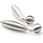 silver round and long pod earrings
