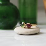 9ct gold ring with Rosecut tourmaline pink and green