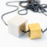 Large gold and silver cube necklace
