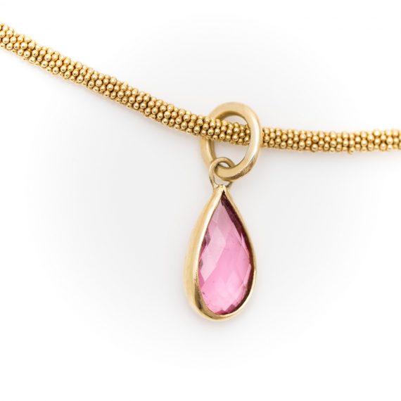 18ct gold beaded necklace with tourmaline