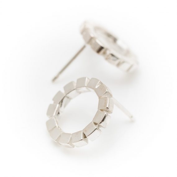 silver mosaic cube ring earrings