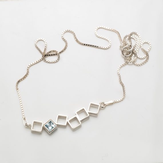 random square necklace with topaz