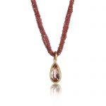 18ct gold morganite and garnet necklace