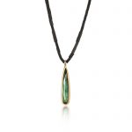 Drop Tourmaline set in 18ct gold on Haematite bead necklace