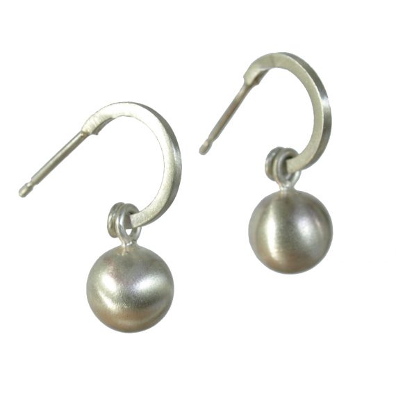 Silver hoop and ball earrings