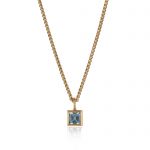 Tiny square 18ct gold aquamarine necklace