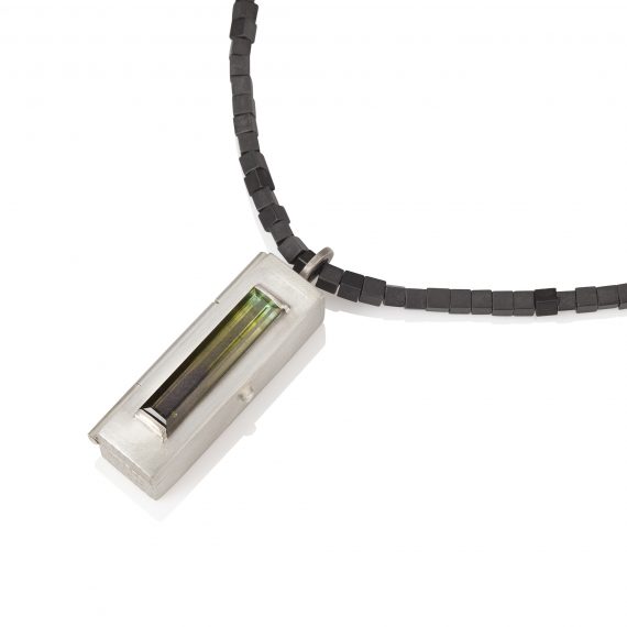 Silver box with baguette tourmaline