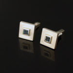 Silver square cufflinks with Topaz