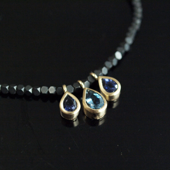 iolite and aquamarine drop necklace