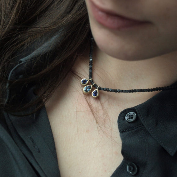 iolite and aquamarine drop necklace