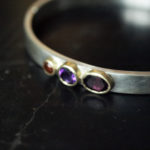 chunky silver bangle with garnet, amethyst and citrine