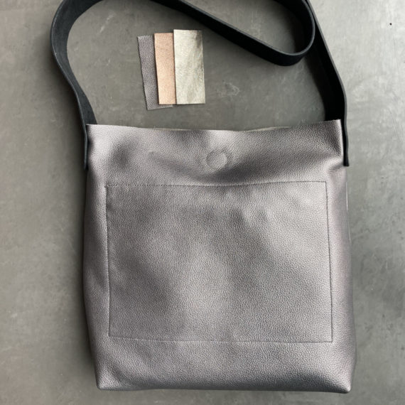 metallic leather tote bag