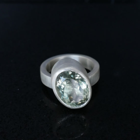 Prasalite silver chunky ring