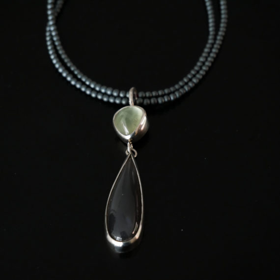 Prehnite and moonstone necklace
