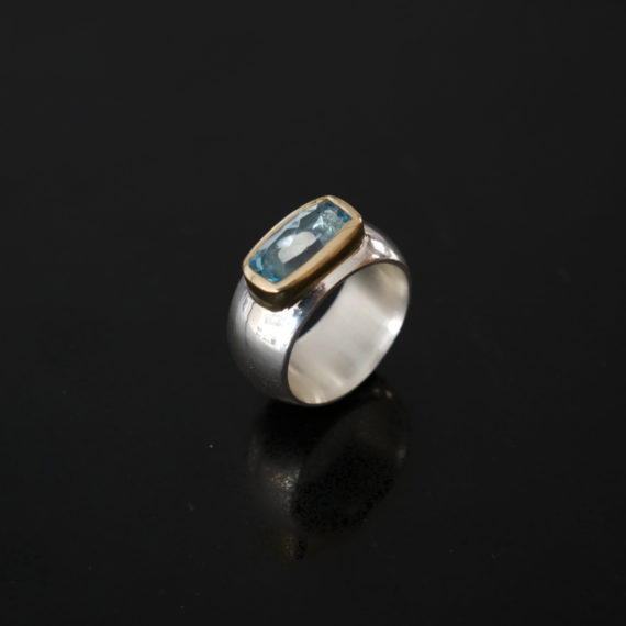 Chunky silver and gold topaz ring