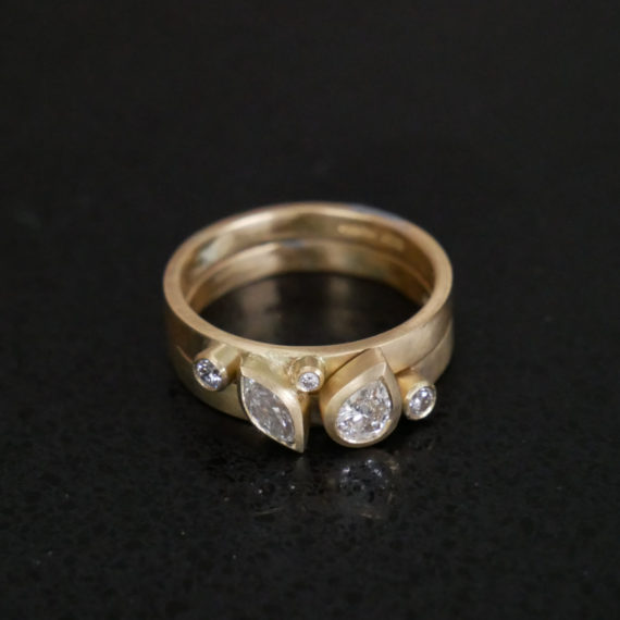 14ct gold diamond stacking ring