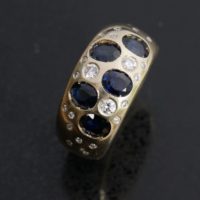 Sapphire and diamond chunky gold ring
