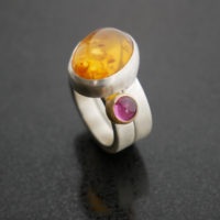 Amber and topaz stacking ring
