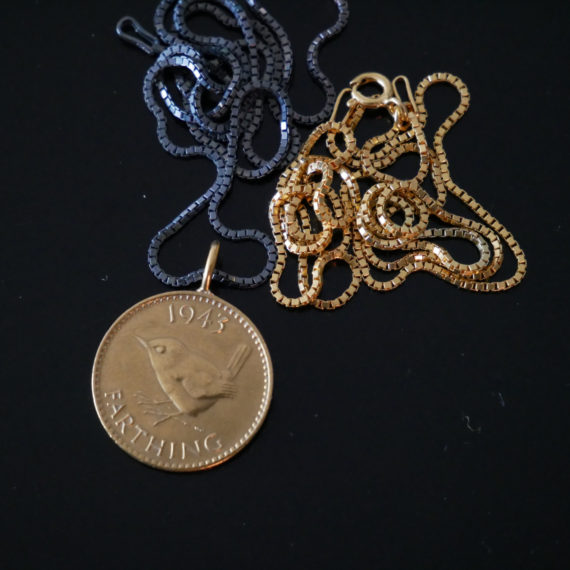 Gold plated farthing coin necklace