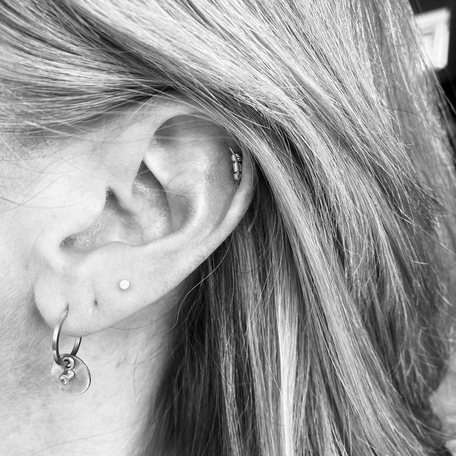 helix piercing feather