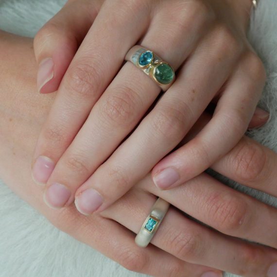 chunky silver and gold rings