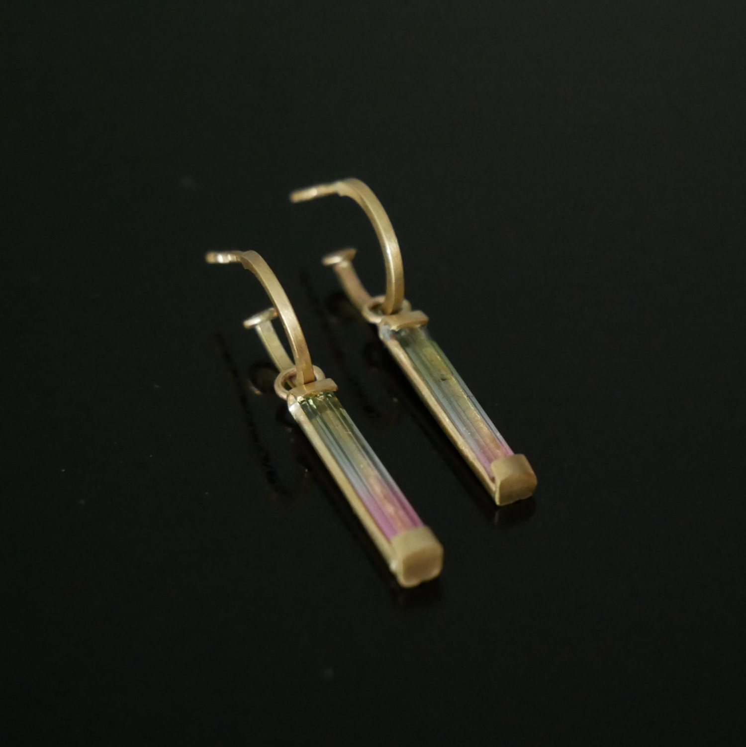 Bi-colour tourmaline drop earrings