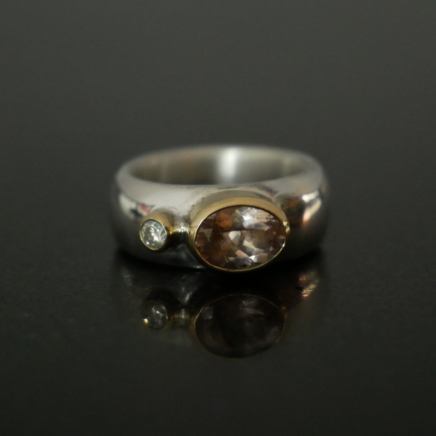 chunky ring with morganite and diamond