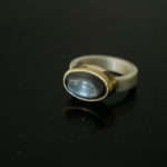 black moonstone gold and silver ring
