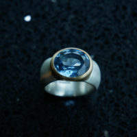 Chunky aquamarine and gold ring