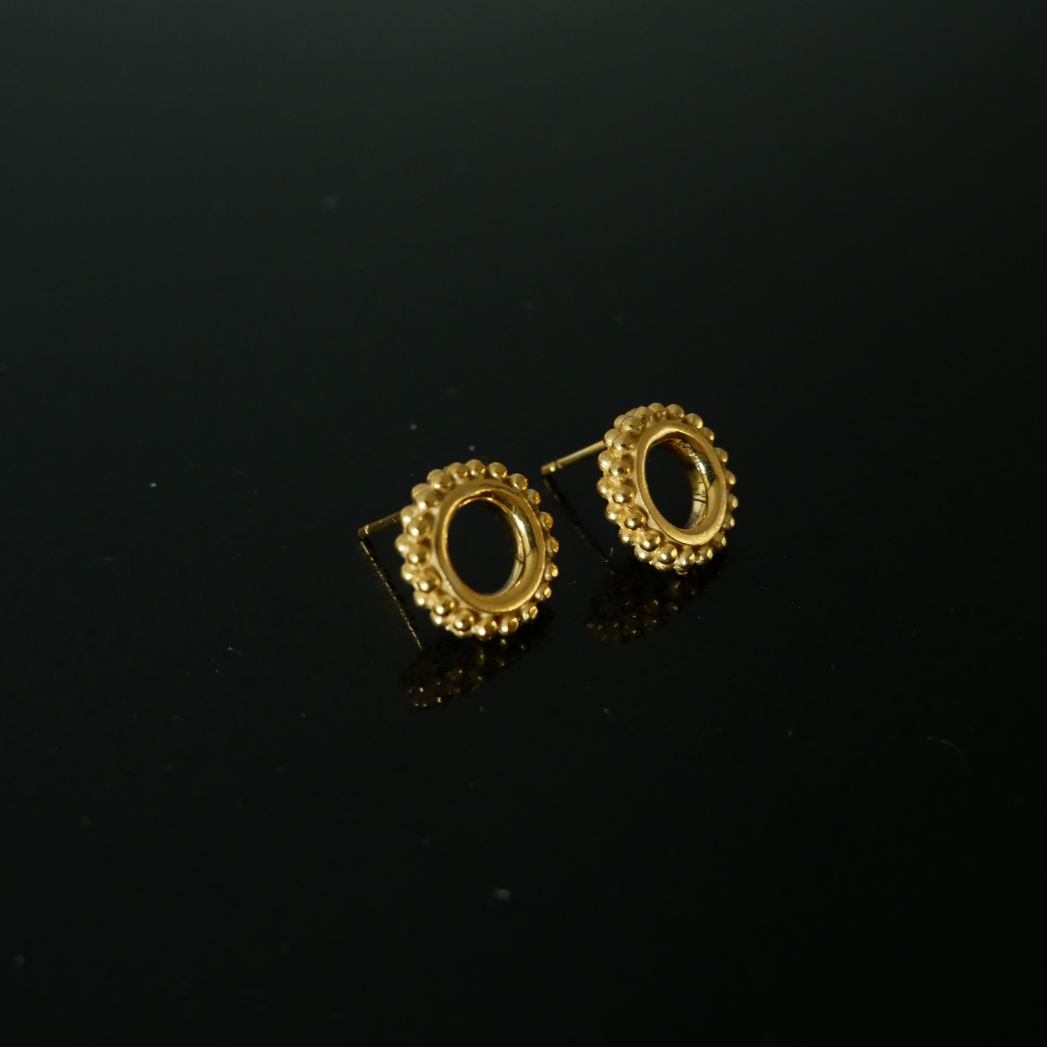 Gold vermeil beaded ring earrings